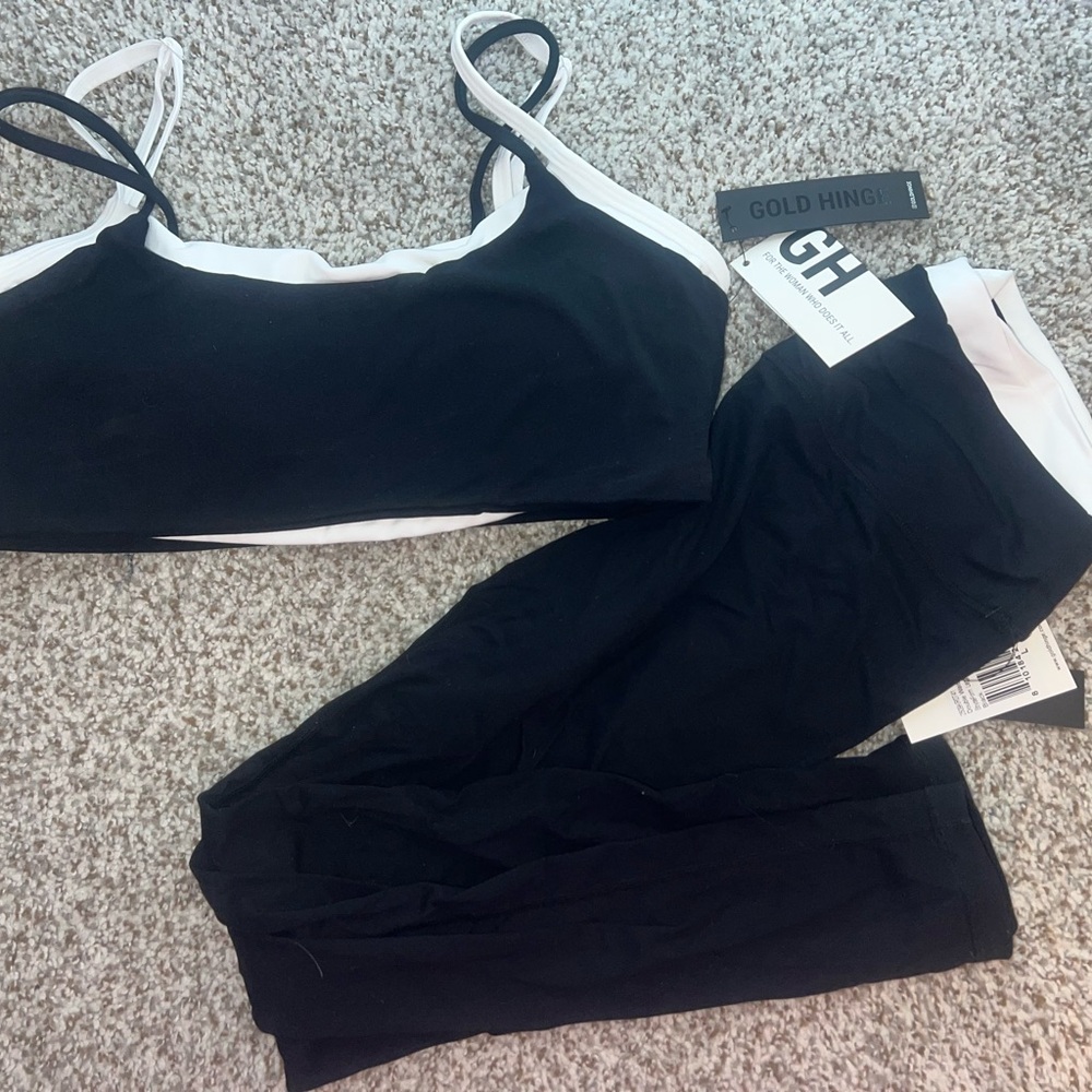 Gold Hinge Black and White Sports Bra